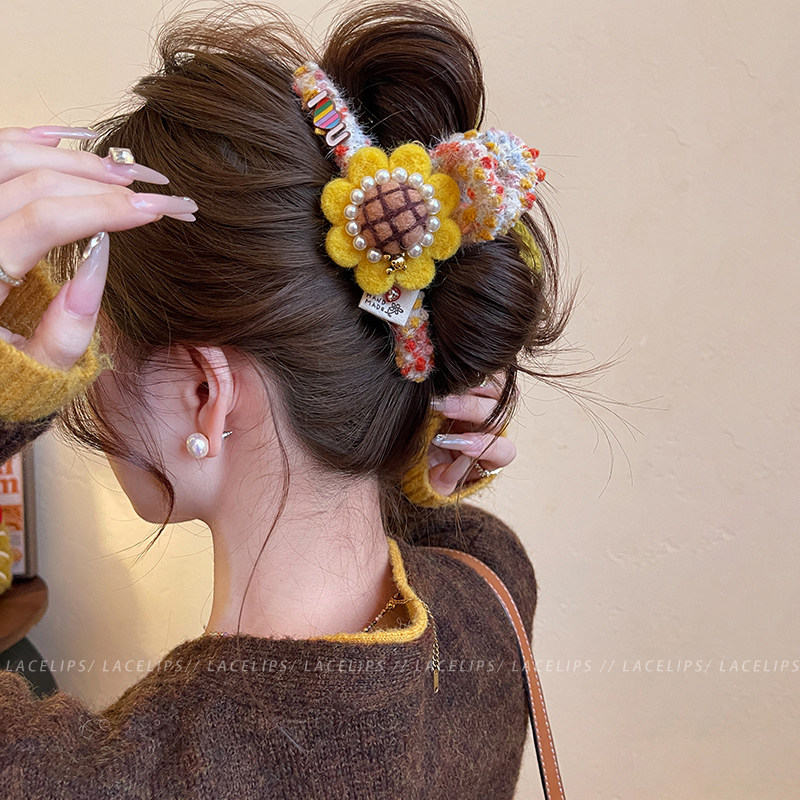 向阳花开~头发抓夹女彩色卡通花朵鲨鱼夹2026新款发夹高级感发饰,淘宝优惠券,粉丝福利购,淘宝优惠卷