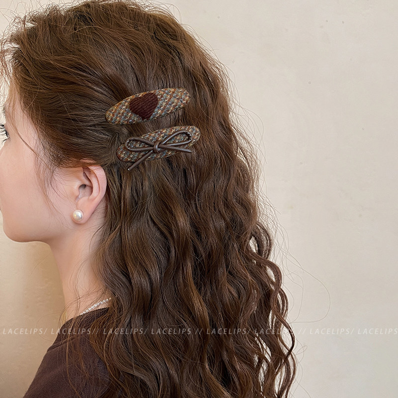 美拉德爱心蝴蝶结发夹女刘海夹子头饰2026新款高端侧边夹前额发卡,淘宝优惠券,粉丝福利购,淘宝优惠卷