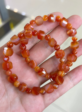 天然红玛瑙切面手串饰品