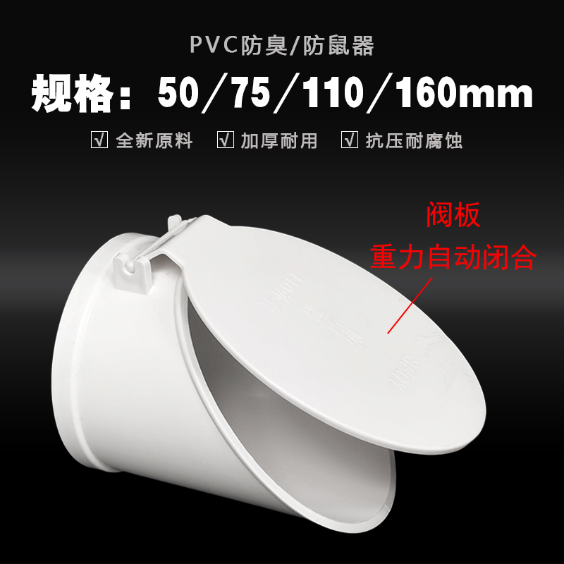 PVC排水管防臭器下水管防鼠挡板50塑料管道110排污化粪池单向阀门-图0