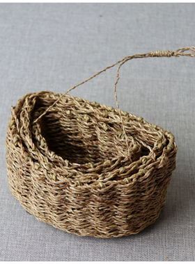 田园美式乡村麻绳编织手工小花篮