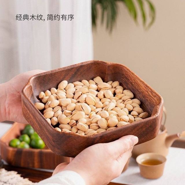 Walnut square bowl fruit tray household solid wood tray creative storage dessert dried fruit tray square stackable fruit tray