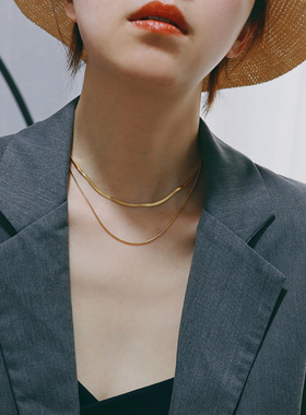 ZOXI不掉色双层项链蛇骨链钛钢