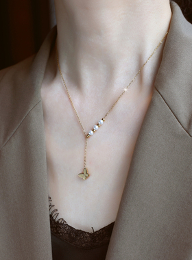 ZOXI气质优雅蝴蝶项链轻奢小众女