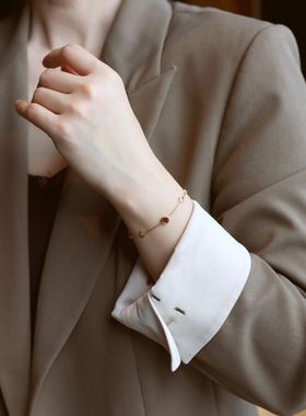 ZOXI本命年礼物红色四叶草手链女