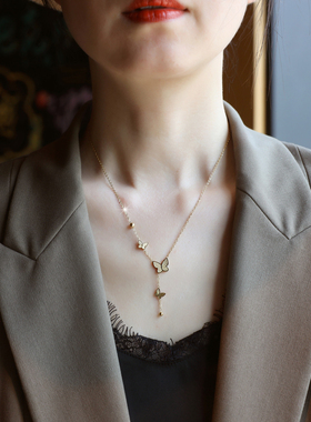 ZOXI金店同款钛钢不掉色蝴蝶项链