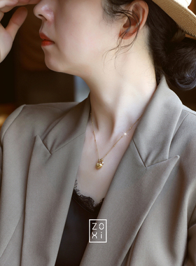ZOXI法式轻奢磨砂爱心项链锁骨链