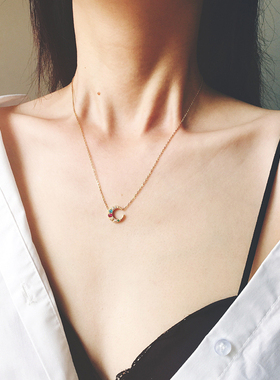 zoxi小众少女彩钻太钢仙气项链