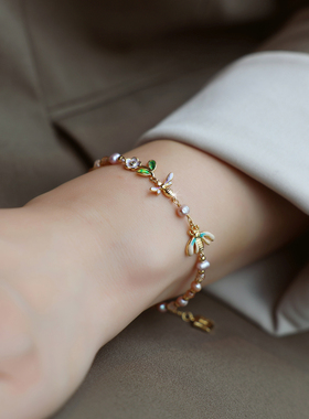 ZOXI天然珍珠蜜蜂手链女2025新款