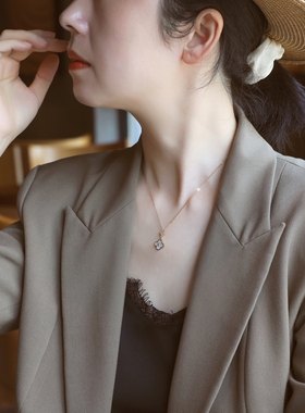 ZOXI气质四叶草项链锁骨链配饰女