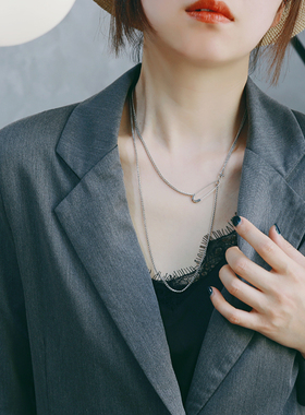 zoxi小众设计项链女潮别针叠戴