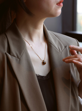 ZOXI美拉德虎眼石毛衣项链女款