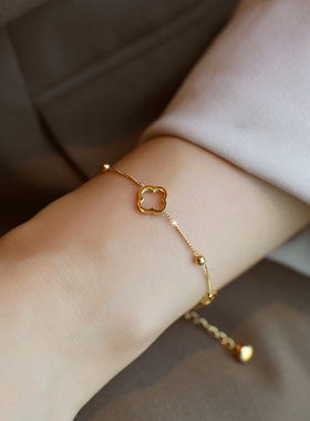 ZOXI钛钢不掉色女款四叶草手链