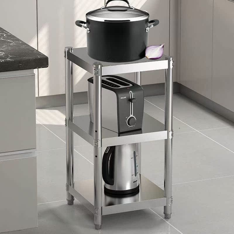 厨房架子置物架落地多层微波炉收纳架不锈钢方形储物架夹缝架子