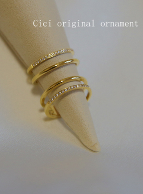 日式轻奢简约冷淡风潮双环戒指