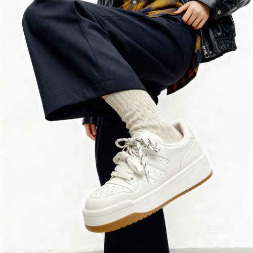 冉言2026春季新款厚底复古棕圆头板鞋女百搭舒适运动休闲鞋小白鞋 - 图0