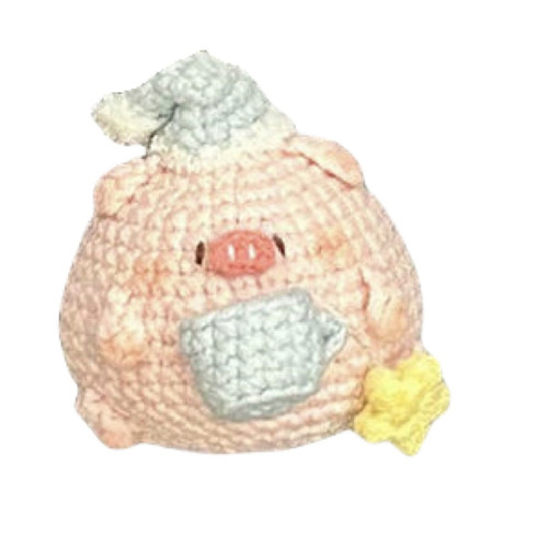 手工毛线钩针钩织春游晚安小猪玩偶DIY材料包钥匙扣挂件自制礼物 - 图3