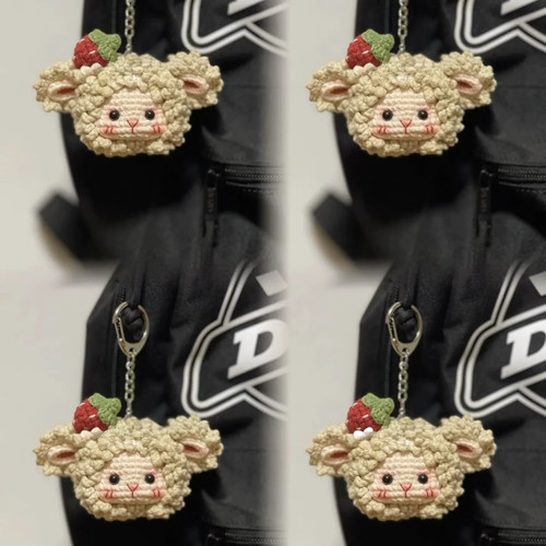 草莓小羊小红书同款毛线钩织diy材料包钥匙扣挂件手工编织送闺蜜 - 图0