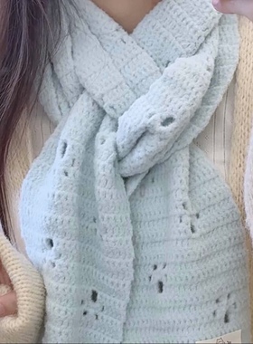 猫爪猫咪踏雪围巾毛线手工diy编织材料包云朵棉围脖钩织送男女友