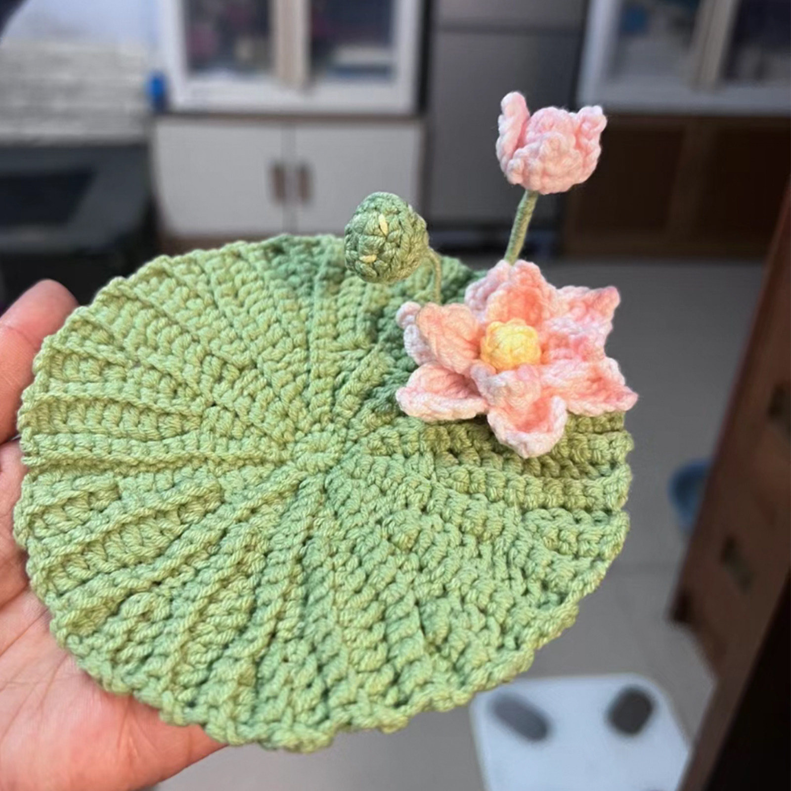 小师妹手作好运莲莲荷叶杯垫编织diy材料包毛线钩针礼物送同事,淘宝优惠券,粉丝福利购,淘宝优惠卷