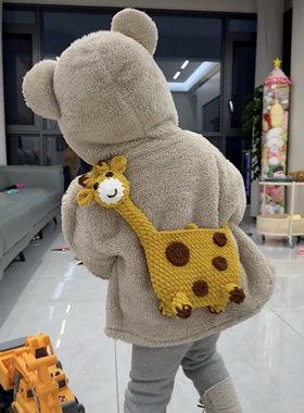 长颈鹿包包青蛙恐龙包儿童背包毛线手工diy钩针钩织耳机包材料包
