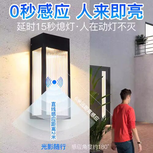 太阳能壁灯室外防水门牌灯别墅庭院大门柱子灯外墙感应花园过道灯 - 图1