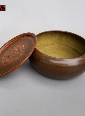 纯铜茶盘纯手工捶打干泡茶盘茶洗茶渣缸功夫茶具茶海茶台家用礼品