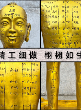 黄铜穴位人针灸铜人模型