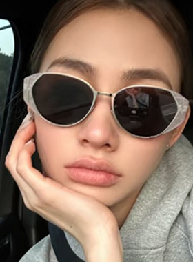 薯薯镜复古玳瑁色椭圆墨镜