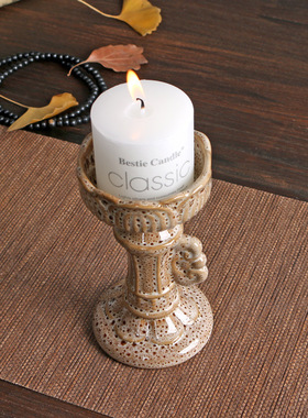 古罗马陶瓷烛台蜡烛托北欧家居家用摆件气氛装饰白色高脚蜡台批发