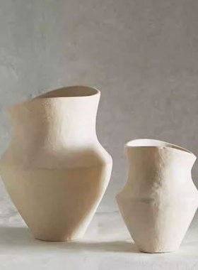 INS风轻奢宽口白色花瓶装饰摆件