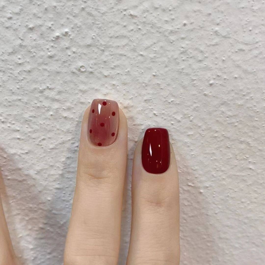 M007半手工穿戴甲显白车厘子红裸猫眼美甲高级贴气质新款ins短款,淘宝优惠券,粉丝福利购,淘宝优惠卷