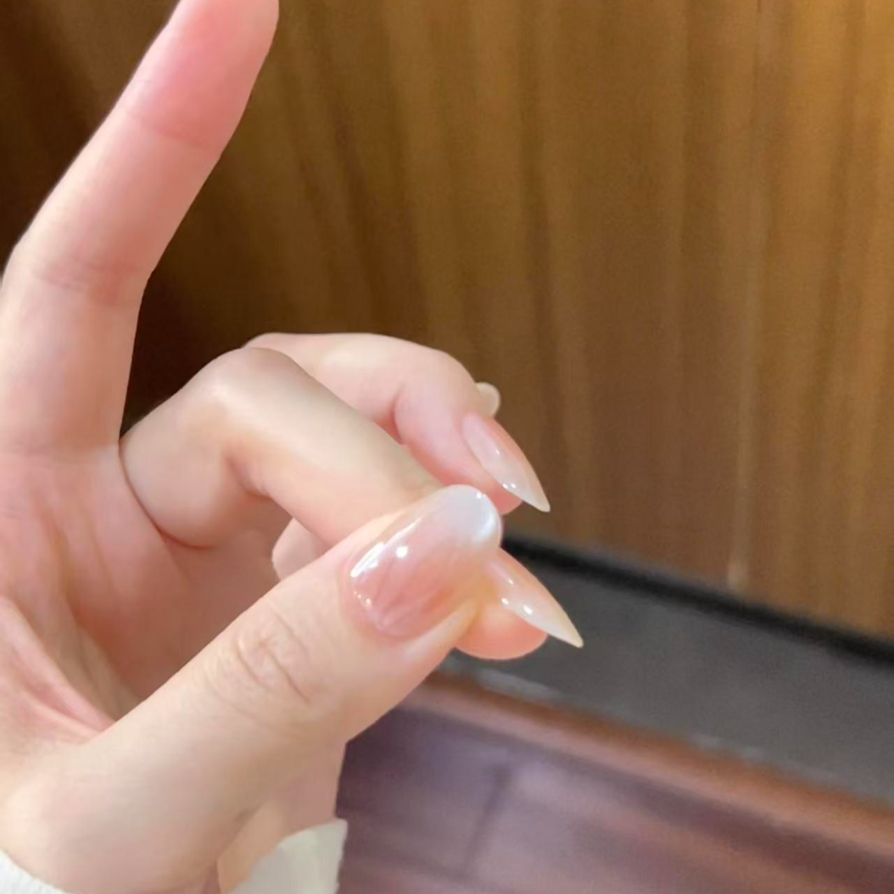 M226猫光海莉裸色极光猫眼短款气质日常百搭简约穿戴甲美甲贴爆闪,淘宝优惠券,粉丝福利购,淘宝优惠卷