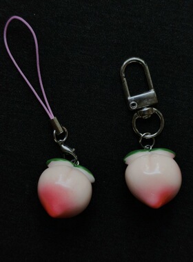 小众设计感彩色水蜜桃黑绳项链甜