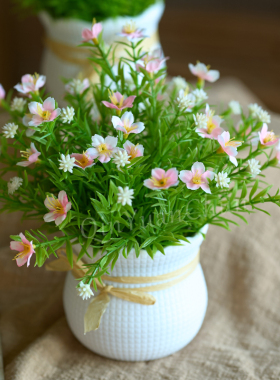 沁园春仿真花假花小盆花客厅装饰花摆件室内满天星塑料绢花小盆栽