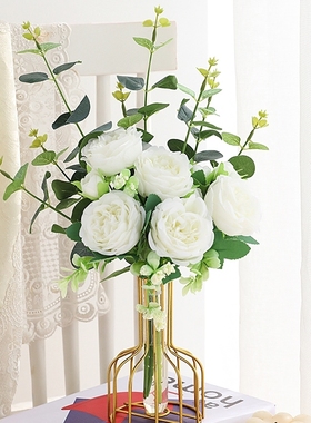 沁园春牡丹假花仿真花客厅摆设尤加利装饰花餐桌花艺摆件家居饰品