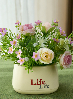 沁园春满星花life盆仿真花假花装饰摆件花束盆景室内家居办公摆设