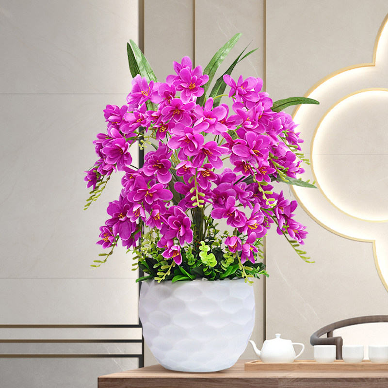 仿真花套装蝴蝶兰花假花盆栽客厅电视柜装饰花客厅室内摆件塑料花,淘宝优惠券,粉丝福利购,淘宝优惠卷