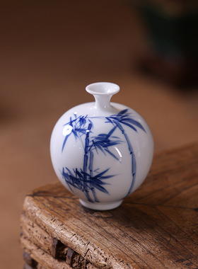 沁园春景德镇陶瓷插花瓶手绘青花节节高升桌面家居小瓶美人瓶球瓶