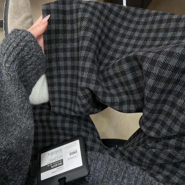 加绒格子休闲裤女大码秋冬2025新款胖妹妹mm宽松显瘦窄版阔腿裤子,淘宝优惠券,粉丝福利购,淘宝优惠卷