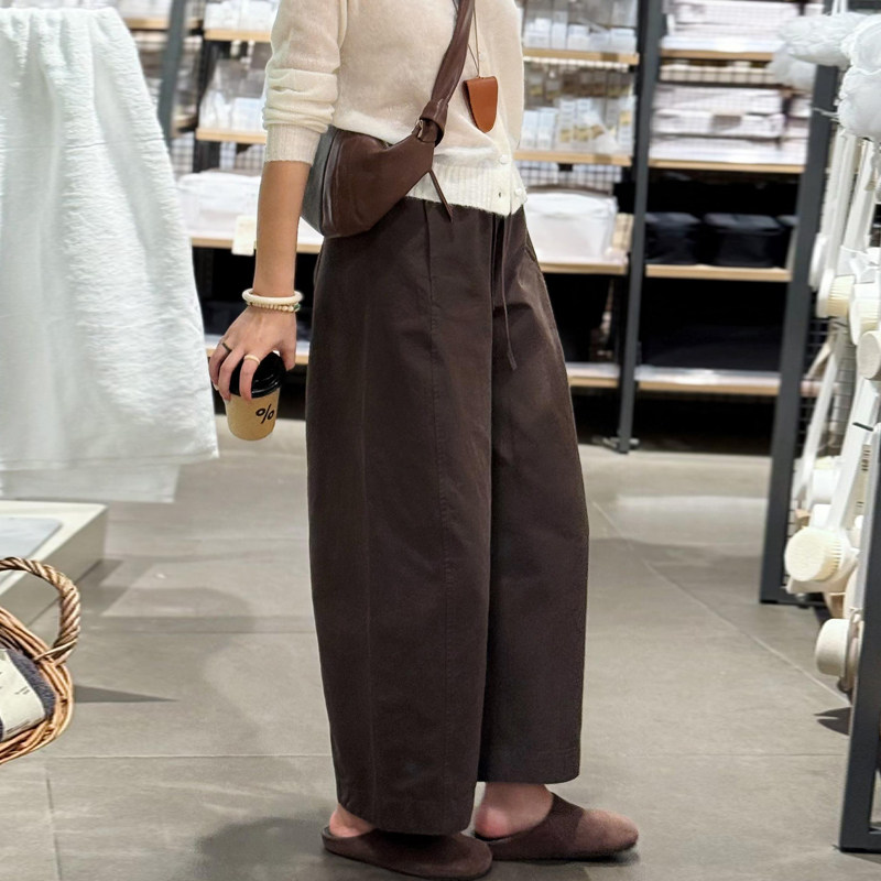 咖色九分休闲阔腿裤女大码秋冬加绒加厚胖妹妹mm宽松显瘦弯刀裤子,淘宝优惠券,粉丝福利购,淘宝优惠卷