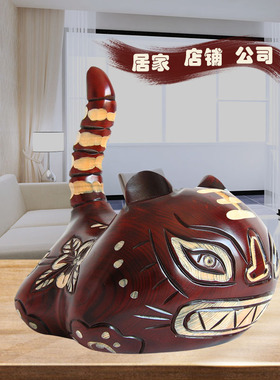 木头老虎可爱风存钱罐家居摆设