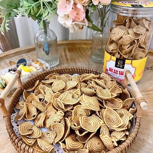 牛浩椒盐猫耳酥罐装网红爆款潮汕特产薄脆怀旧小零食办公休闲食品 - 图3