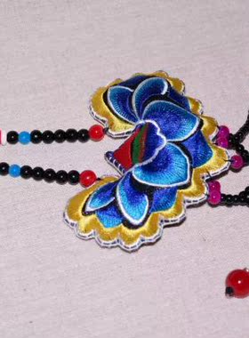 原创手工民族风绣片复古流苏项链