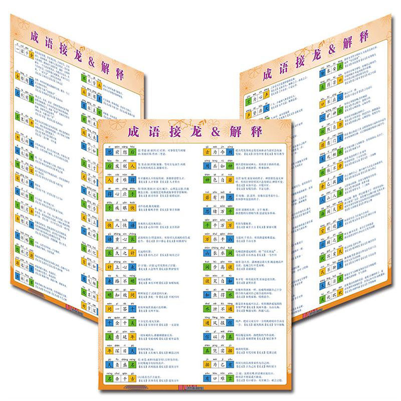 小学成语接龙结构组合描写归类汇总带拼音解释海报贴纸墙贴挂图 - 图1