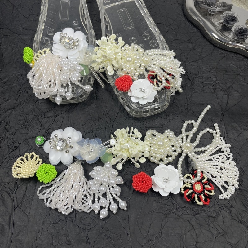 heavenlyjelly韩国新款鞋花果冻鞋配饰水晶鞋装饰串珠珍珠亮片花 - 图0