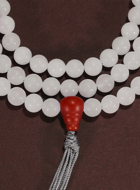 锦灰华裔千金系列白玉108子项链手链念珠