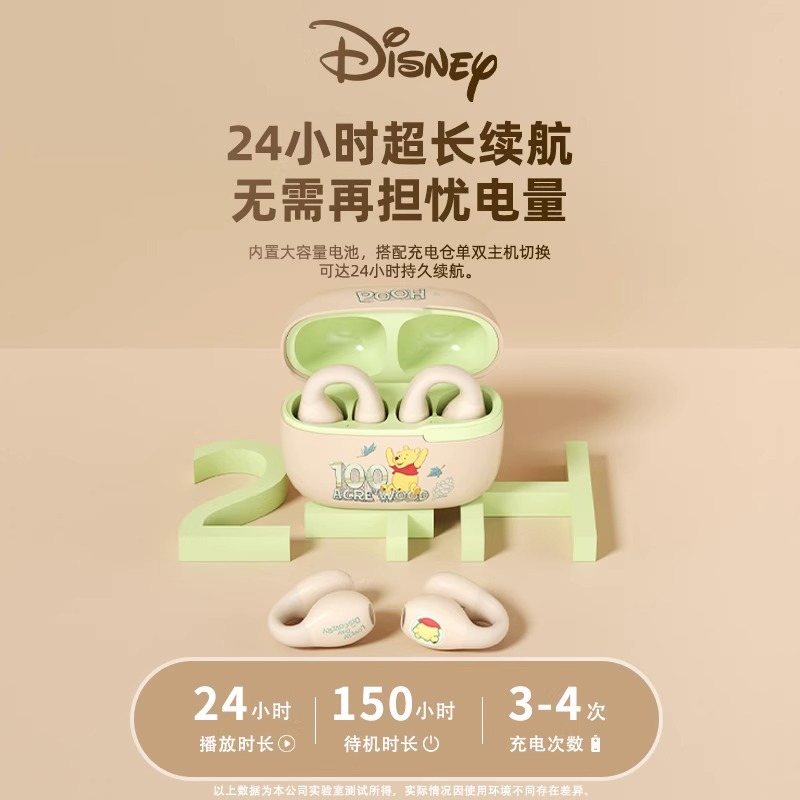 迪士尼骨传导无线蓝牙耳机不入耳夹式运动高音质降噪新款2025女生