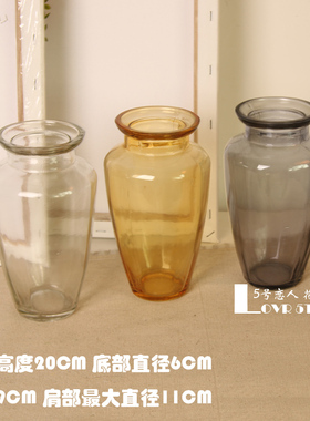 仿真花花瓶 插花喇叭口花瓶 玻璃透明花瓶 装饰插花 花器