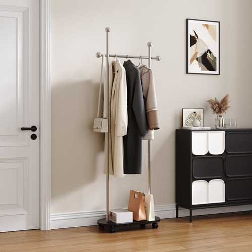 中古风挂衣架入户卧室衣帽架落地客厅晾衣架家用可移动衣服置物架 - 图2